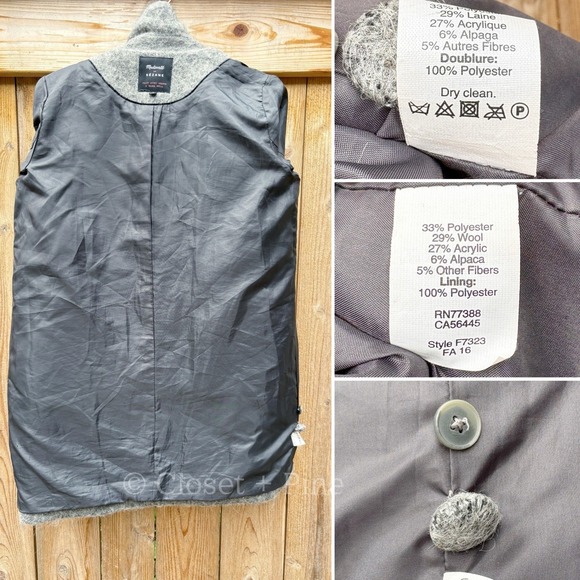 Sezane x Madewell Octave Wool Blend Longline Double Breasted Blazer Coat Small - Picture 15 of 17